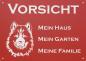 Preview: Aluminium Warnschild Eurasier VORSICHT Mein Haus mein Garten meine Familie